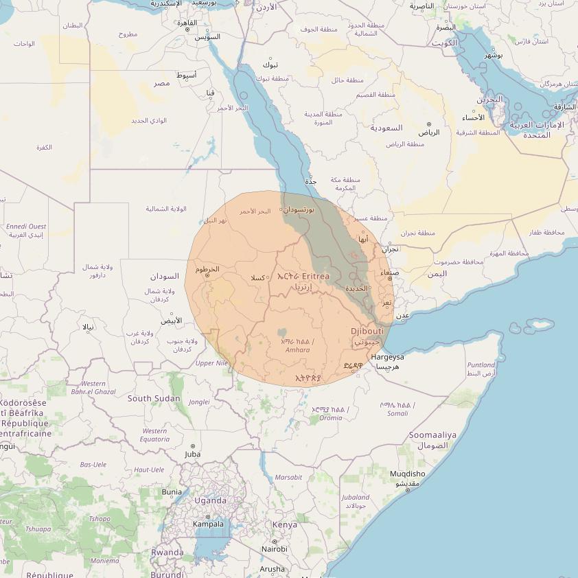 Inmarsat GX4 at 56° E downlink Ka-band S25DL Spot beam coverage map