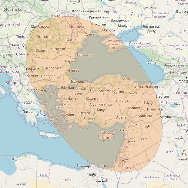 Inmarsat GX4 at 56° E downlink Ka-band S27DL Spot beam coverage map