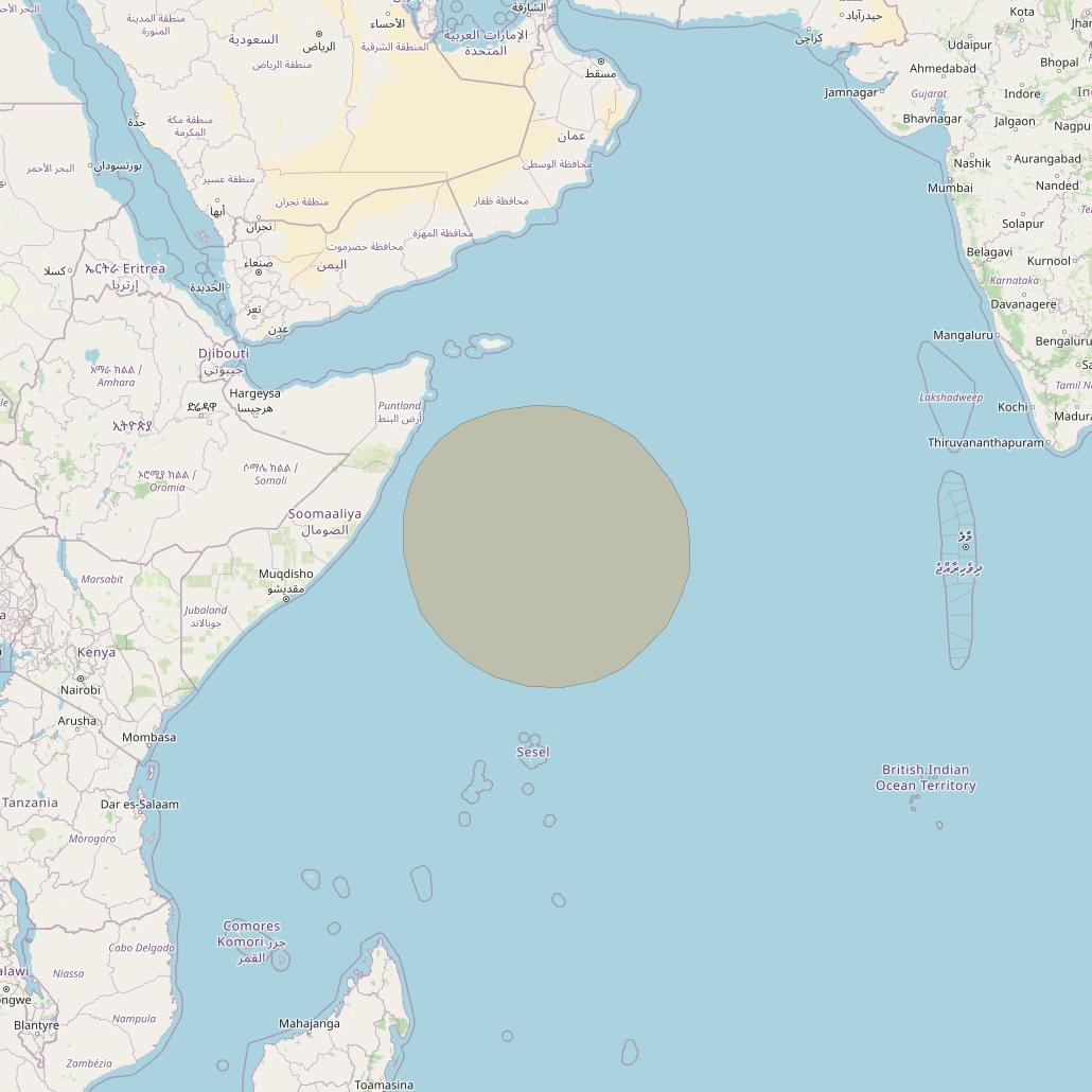 Inmarsat GX4 at 56° E downlink Ka-band S44DL Spot beam coverage map