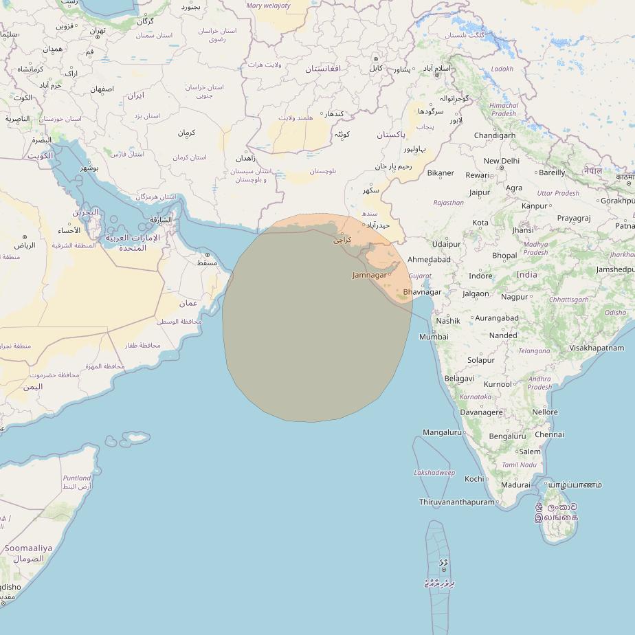 Inmarsat GX4 at 56° E downlink Ka-band S55DL Spot beam coverage map