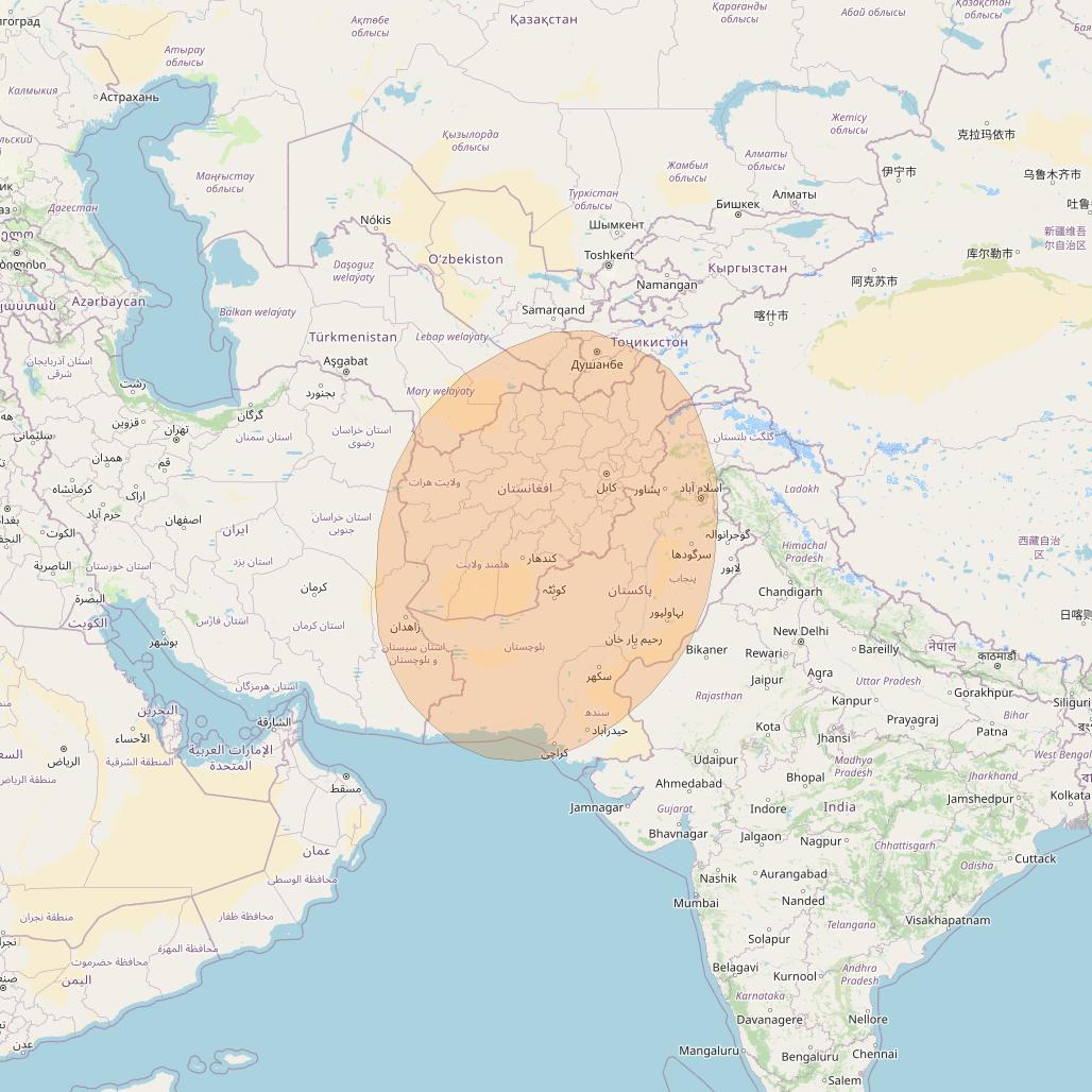 Inmarsat GX4 at 56° E downlink Ka-band S56DL Spot beam coverage map