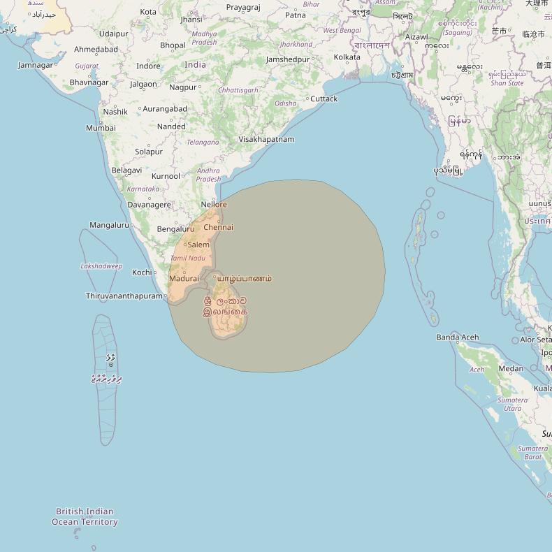 Inmarsat GX4 at 56° E downlink Ka-band S72DL Spot beam coverage map