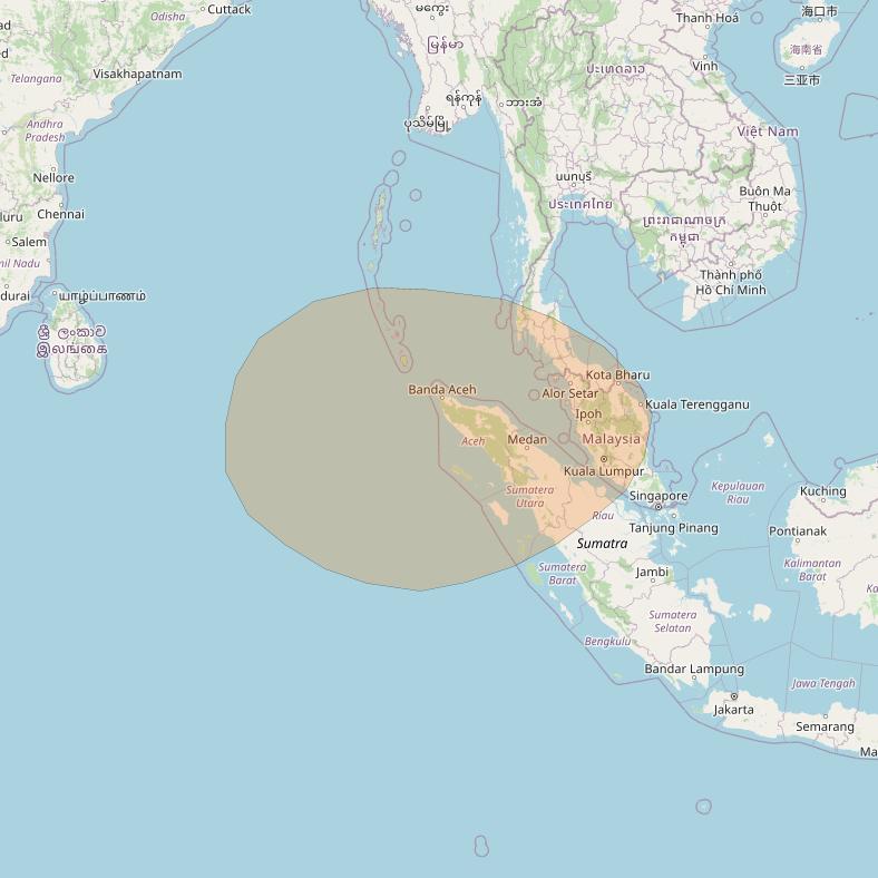 Inmarsat GX4 at 56° E downlink Ka-band S79DL Spot beam coverage map