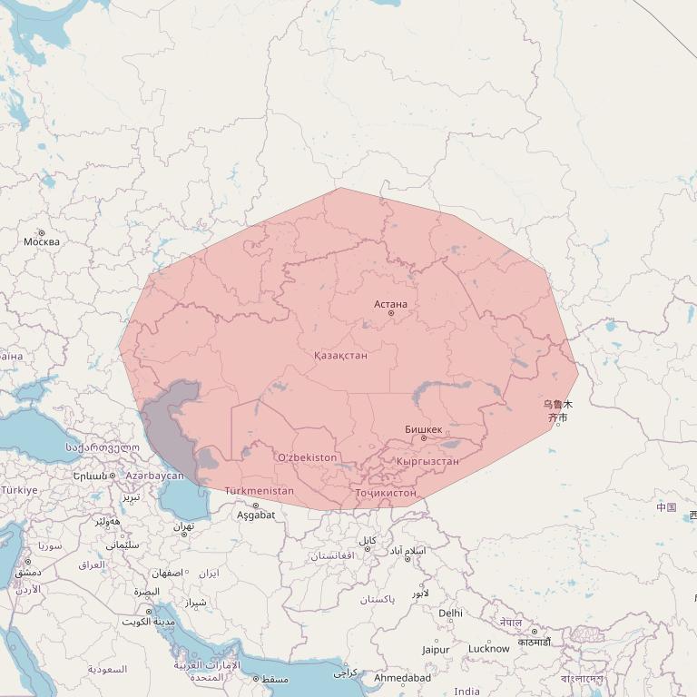 Kazsat 3 at 58° E downlink Ku-band Steerable beam coverage map