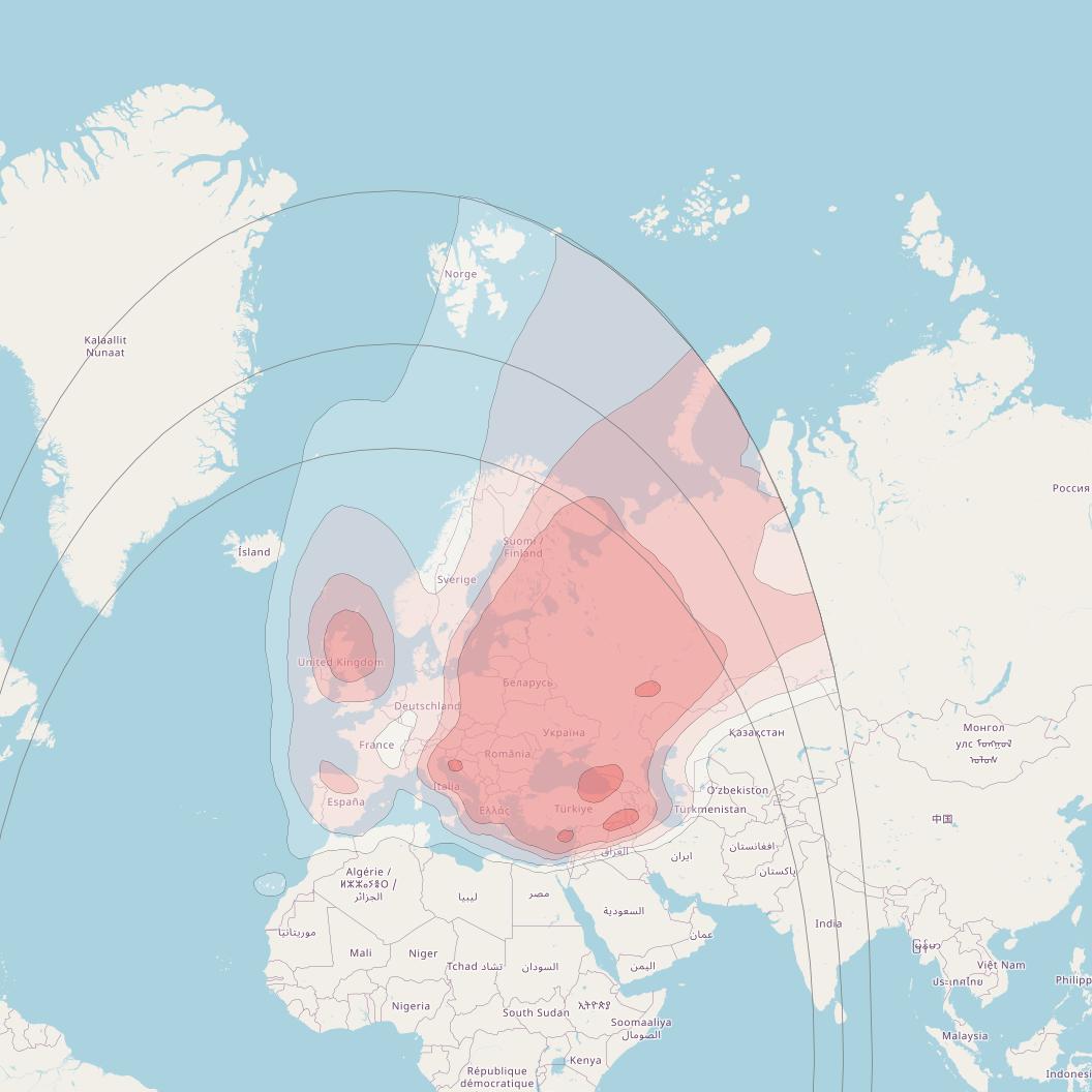 Astra 4A at 5° E downlink Ku-band Europe BSS Beam coverage map