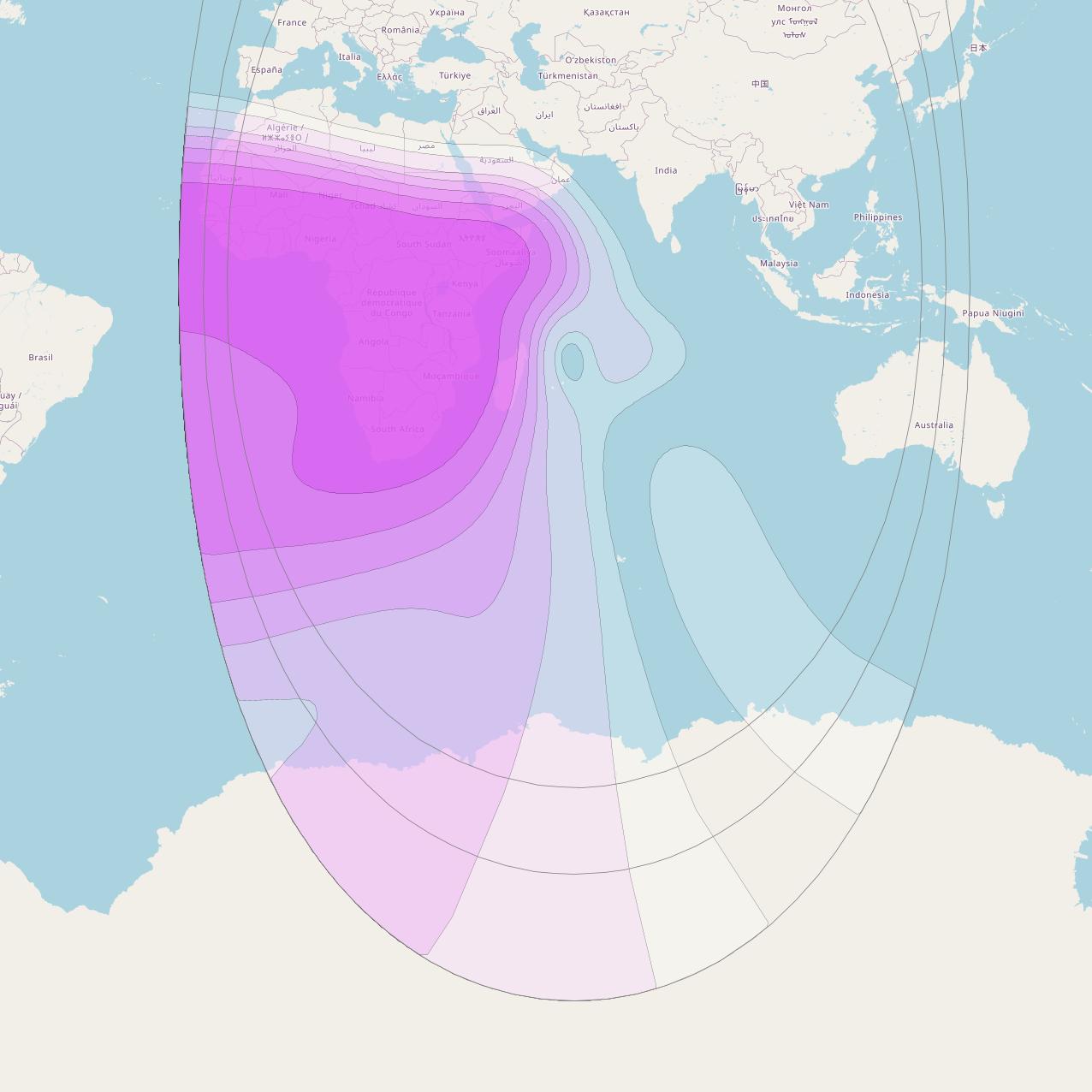 Intelsat 33e at 60° E downlink C-band Sub-Saharan beam coverage map