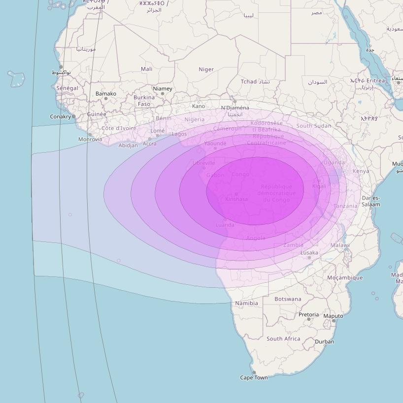 Intelsat 33e at 60° E downlink C-band Spot2 User beam coverage map