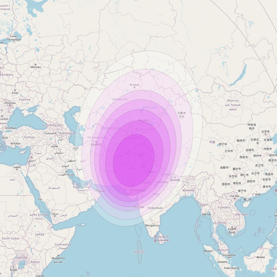 Intelsat 33e at 60° E downlink C-band Spot5 User beam coverage map