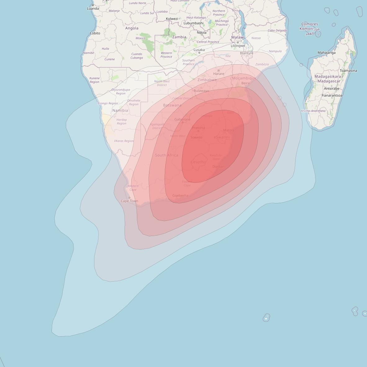 Intelsat 33e at 60° E downlink Ku-band GW2 Gateway Spot beam coverage map