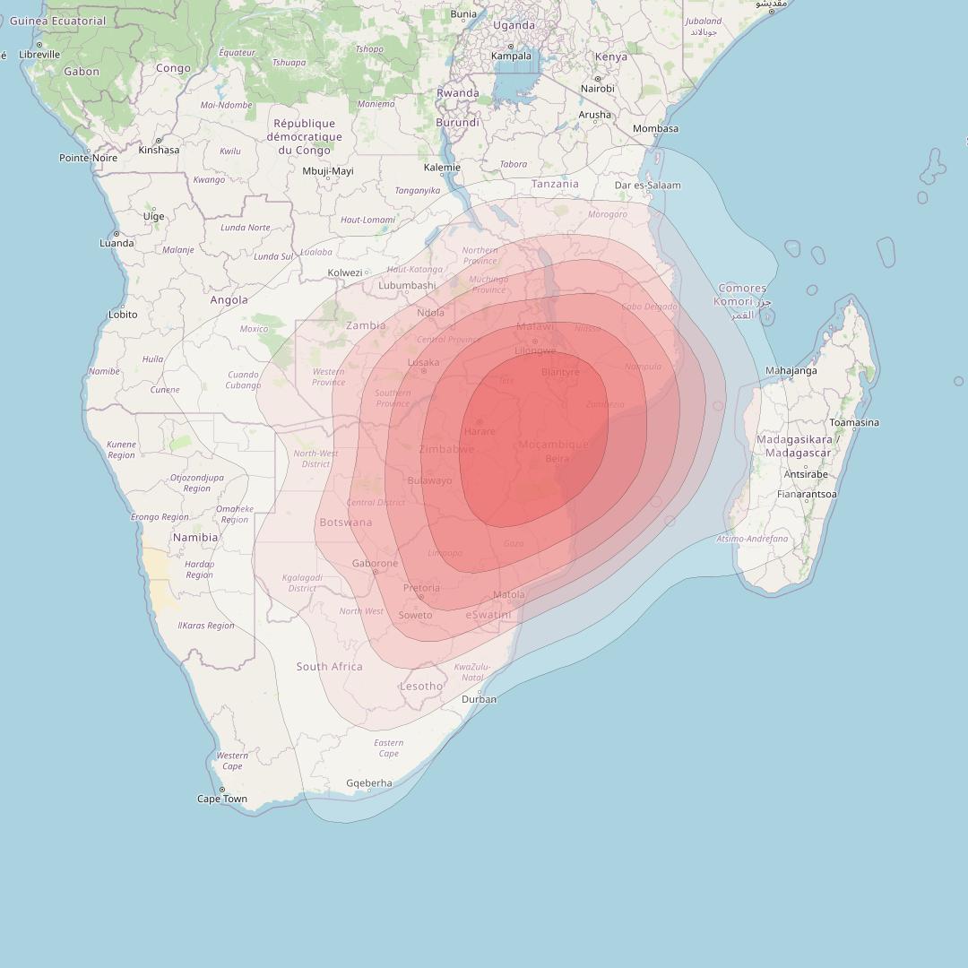 Intelsat 33e at 60° E downlink Ku-band GW4 Gateway Spot beam coverage map