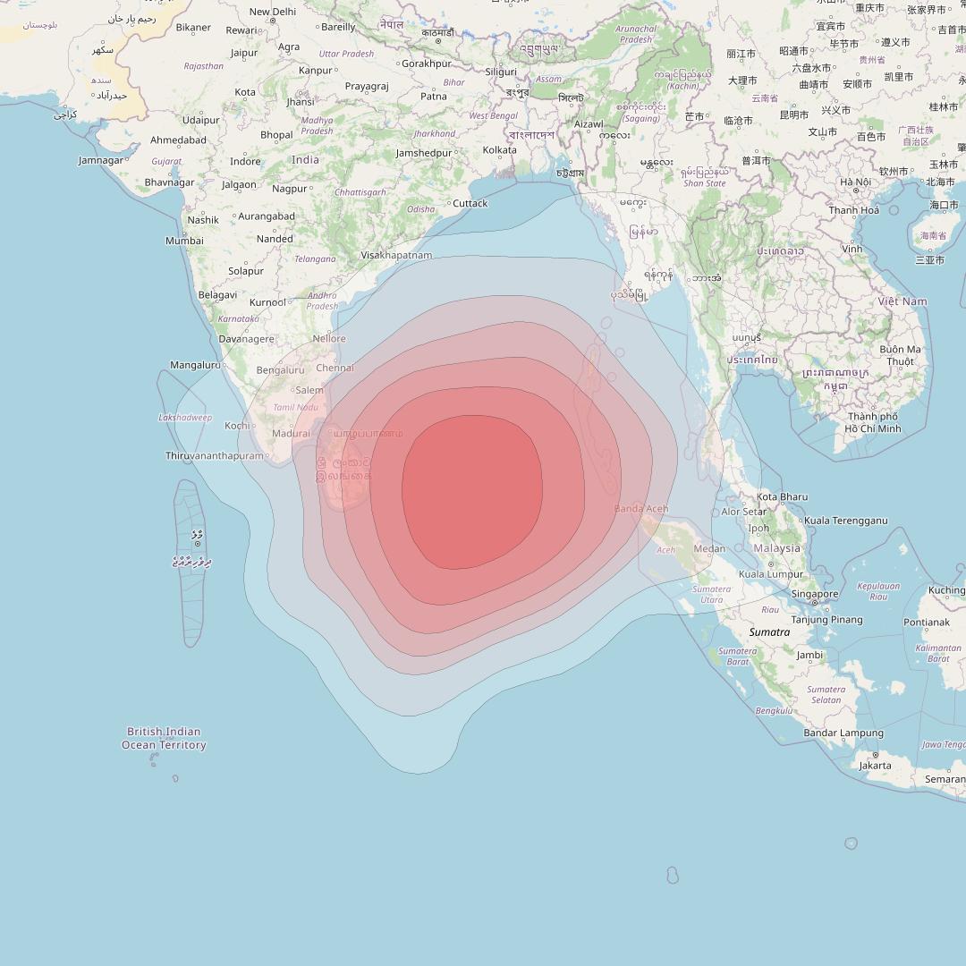 Intelsat 33e at 60° E downlink Ku-band GW5 Gateway Spot beam coverage map