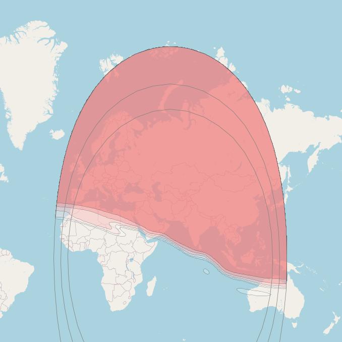 Intelsat 33e at 60° E downlink Ku-band Eurasian Wide beam coverage map