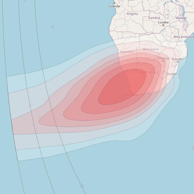 Intelsat 33e at 60° E downlink Ku-band U1 User Spot beam coverage map