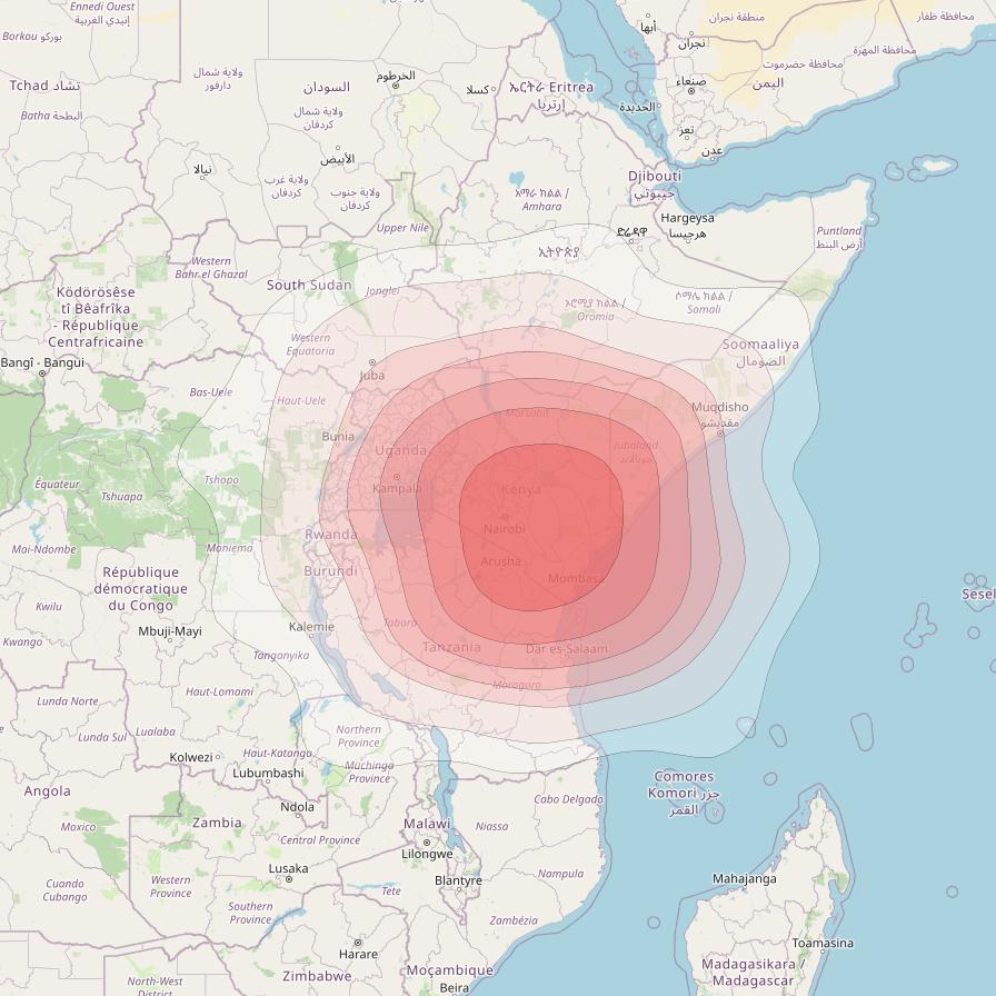 Intelsat 33e at 60° E downlink Ku-band U11 User Spot beam coverage map