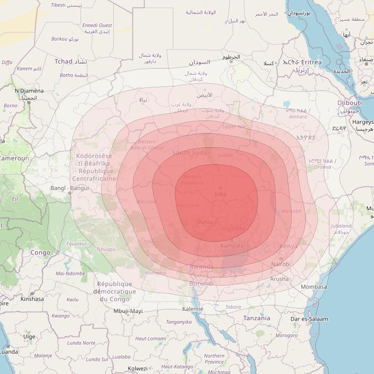 Intelsat 33e at 60° E downlink Ku-band U14 User Spot beam coverage map