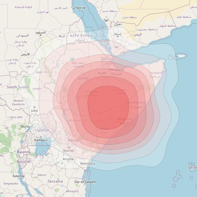 Intelsat 33e at 60° E downlink Ku-band U15 User Spot beam coverage map