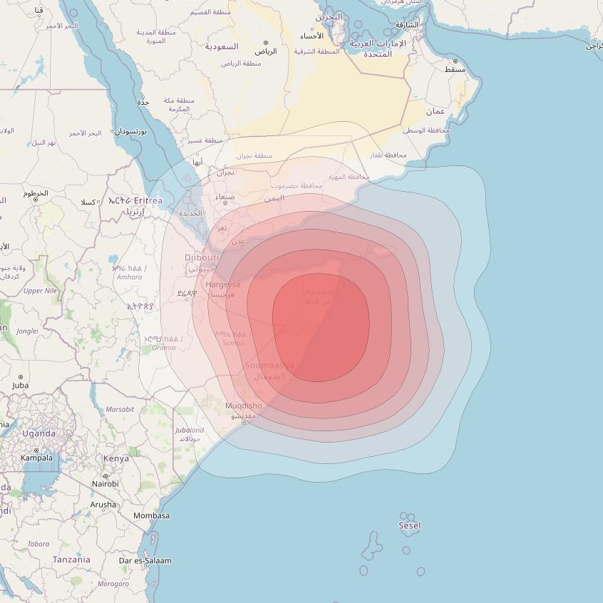 Intelsat 33e at 60° E downlink Ku-band U16 User Spot beam coverage map