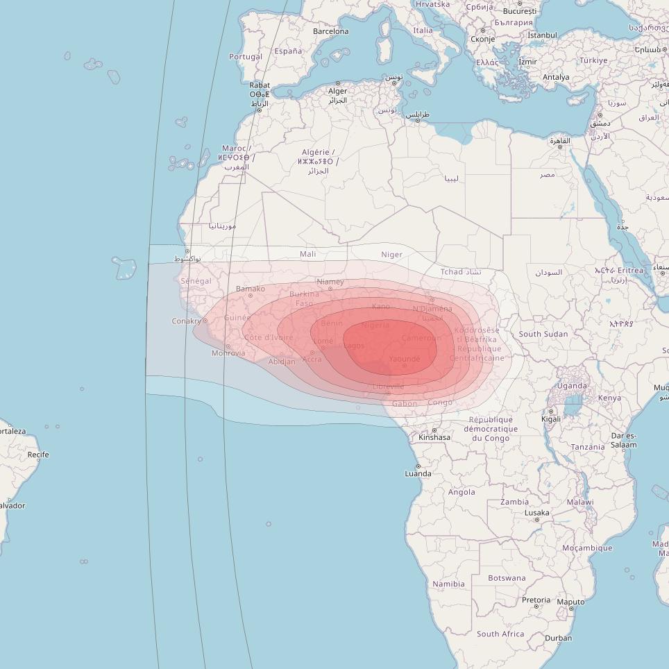 Intelsat 33e at 60° E downlink Ku-band U17 User Spot beam coverage map