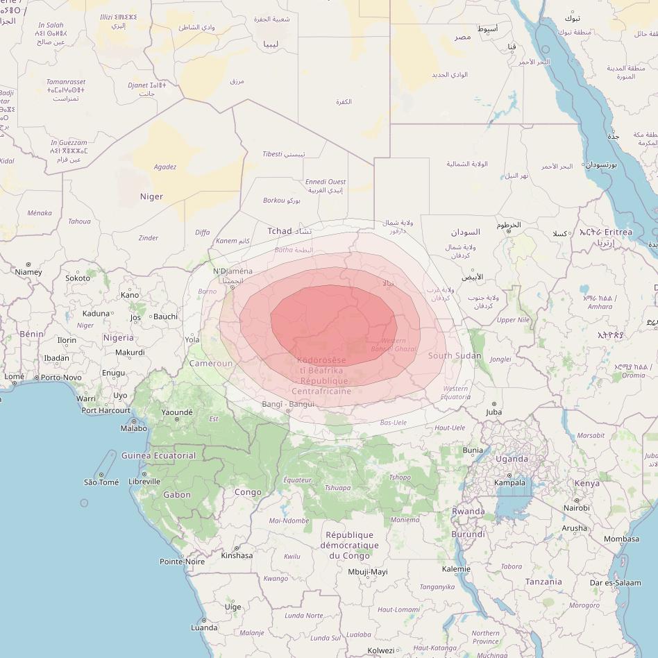 Intelsat 33e at 60° E downlink Ku-band U18 User Spot beam coverage map