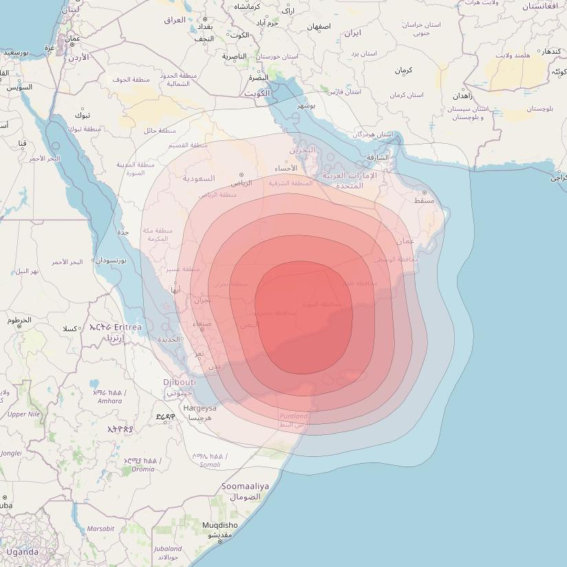 Intelsat 33e at 60° E downlink Ku-band U21 User Spot beam coverage map