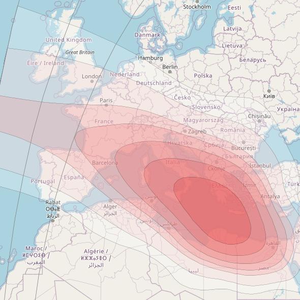 Intelsat 33e at 60° E downlink Ku-band U26 User Spot beam coverage map