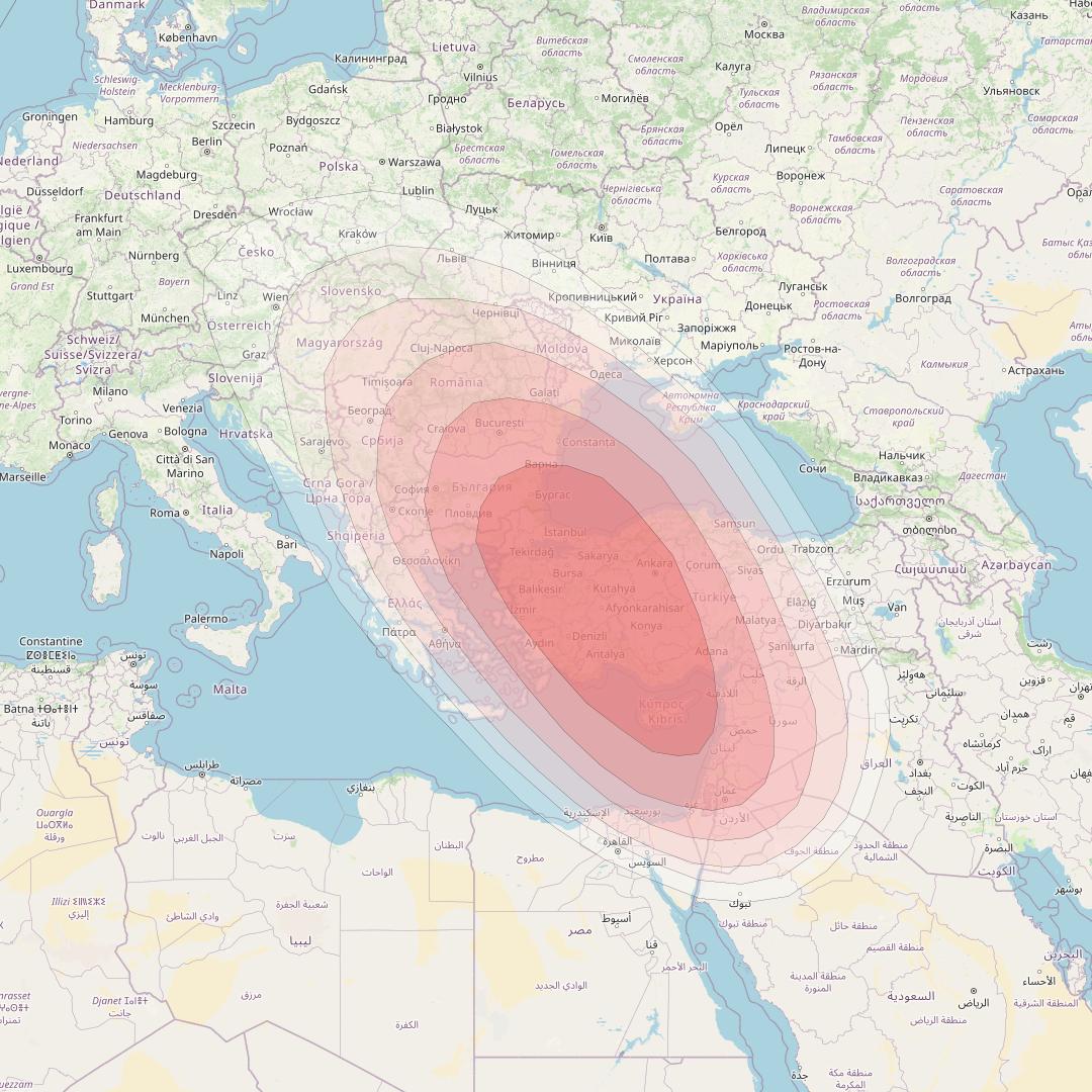 Intelsat 33e at 60° E downlink Ku-band U27 User Spot beam coverage map