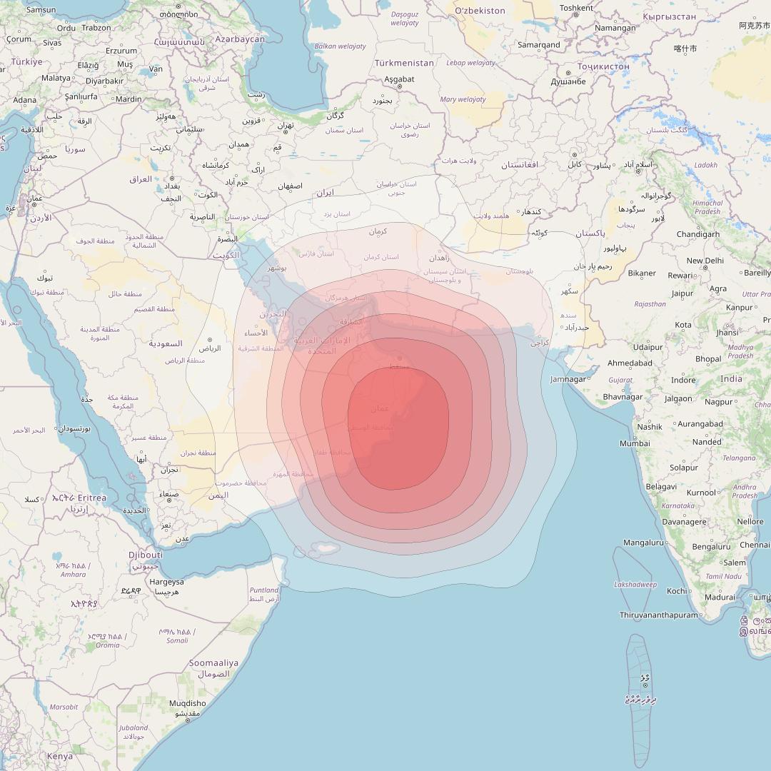 Intelsat 33e at 60° E downlink Ku-band U32 User Spot beam coverage map