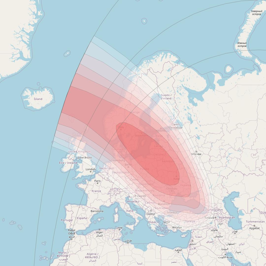 Intelsat 33e at 60° E downlink Ku-band U33 User Spot beam coverage map