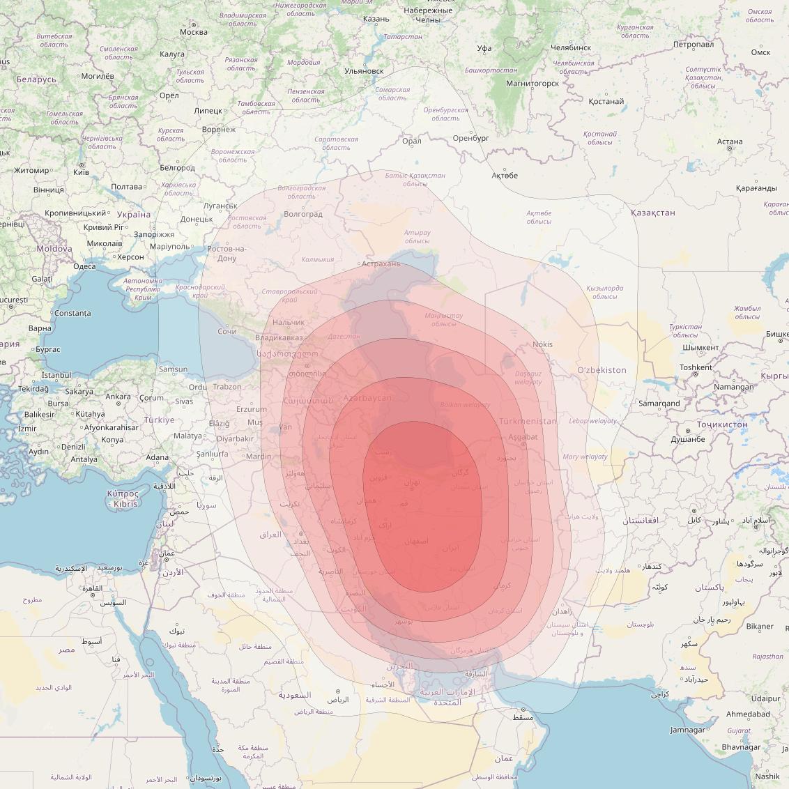 Intelsat 33e at 60° E downlink Ku-band U35 User Spot beam coverage map