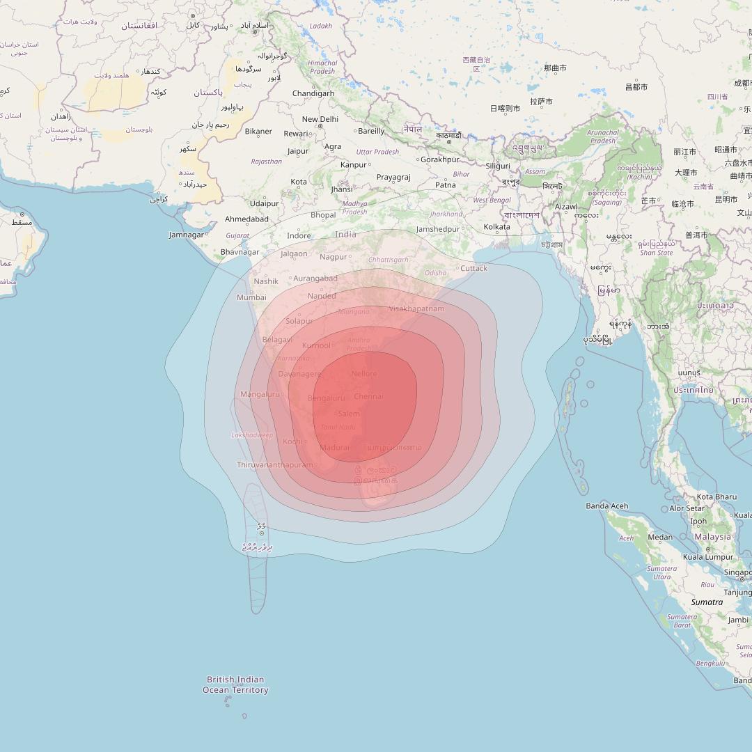 Intelsat 33e at 60° E downlink Ku-band U39 User Spot beam coverage map