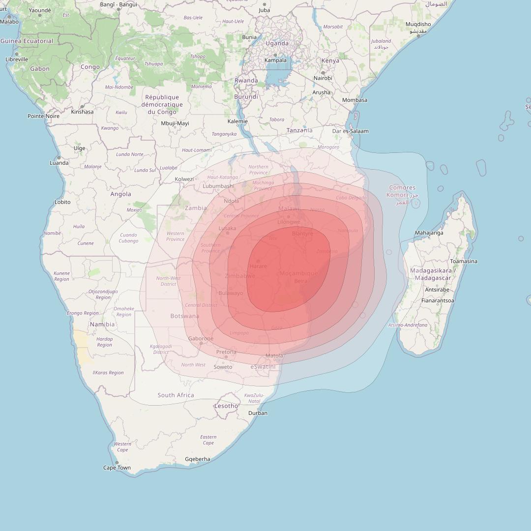 Intelsat 33e at 60° E downlink Ku-band U4 User Spot beam coverage map