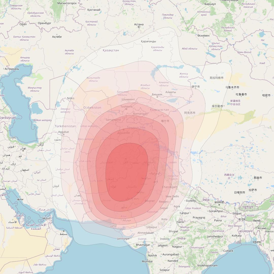 Intelsat 33e at 60° E downlink Ku-band U43 User Spot beam coverage map