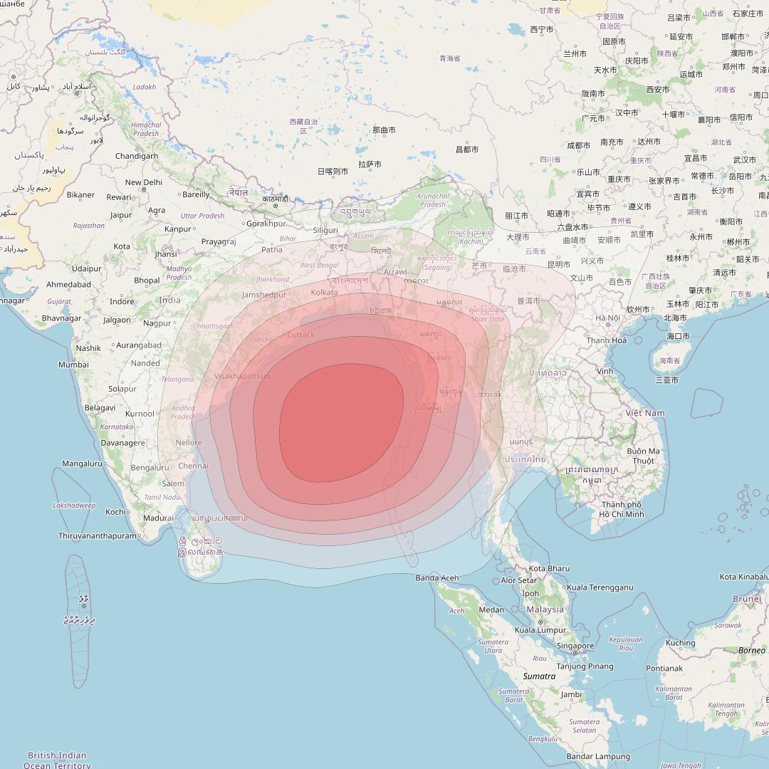 Intelsat 33e at 60° E downlink Ku-band U46 User Spot beam coverage map