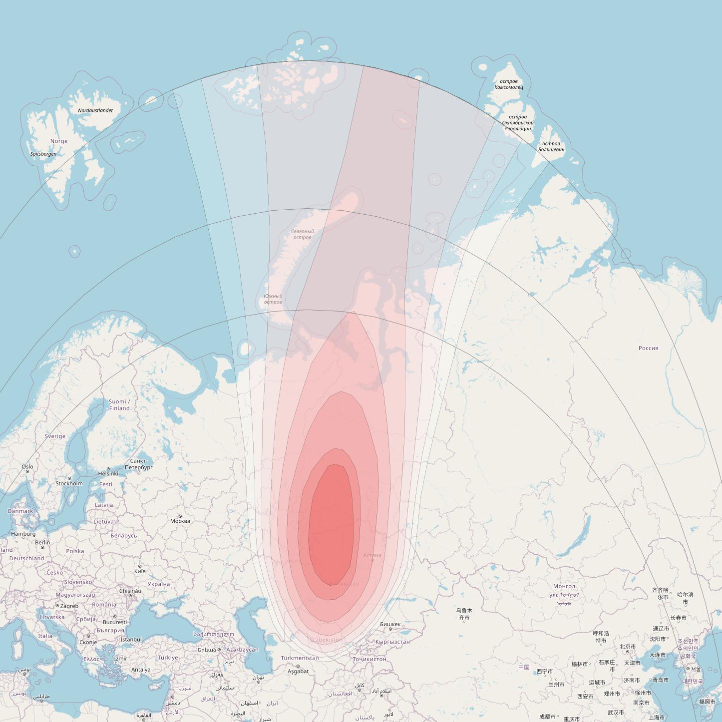 Intelsat 33e at 60° E downlink Ku-band U49 User Spot beam coverage map