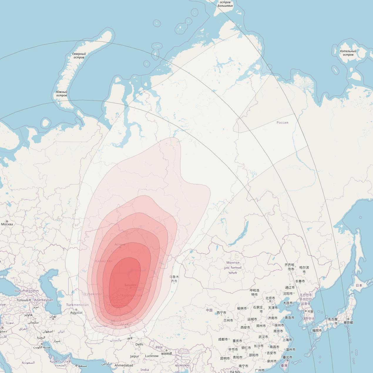 Intelsat 33e at 60° E downlink Ku-band U50 User Spot beam coverage map