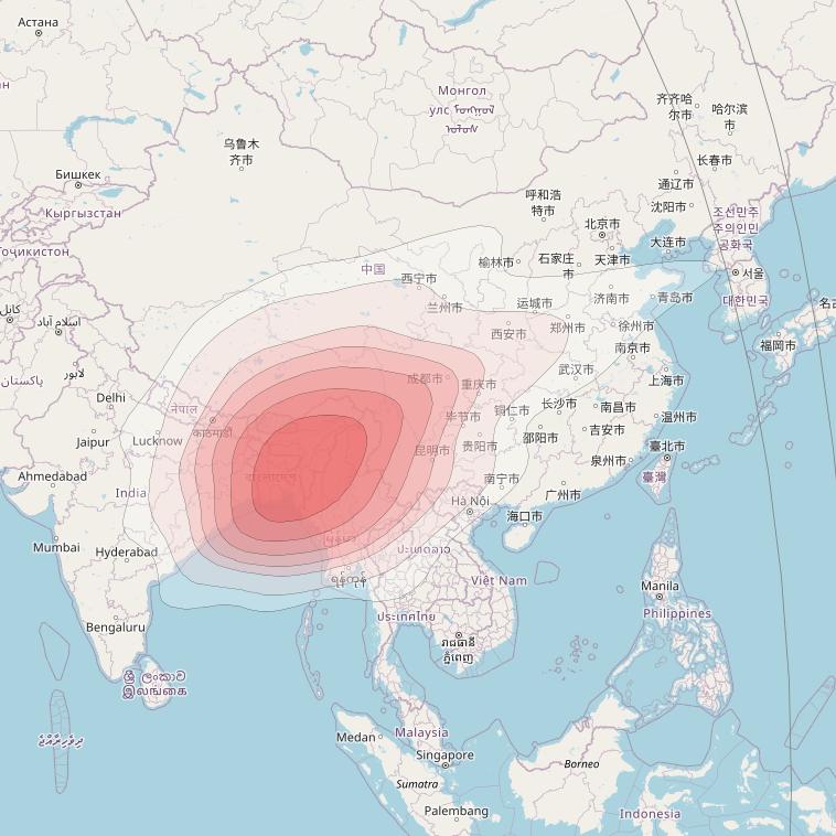 Intelsat 33e at 60° E downlink Ku-band U51 User Spot beam coverage map