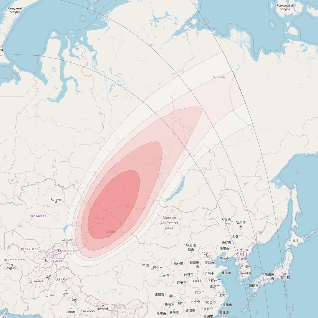 Intelsat 33e at 60° E downlink Ku-band U53 User Spot beam coverage map