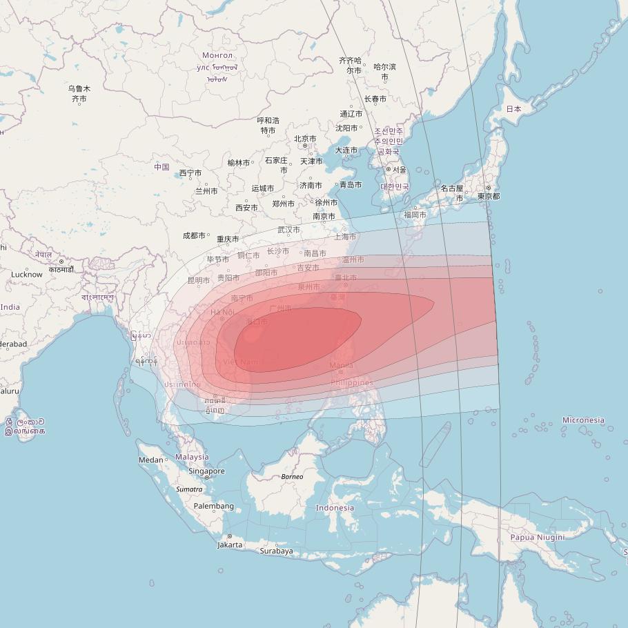 Intelsat 33e at 60° E downlink Ku-band U54 User Spot beam coverage map