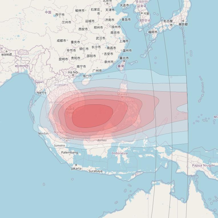 Intelsat 33e at 60° E downlink Ku-band U55 User Spot beam coverage map