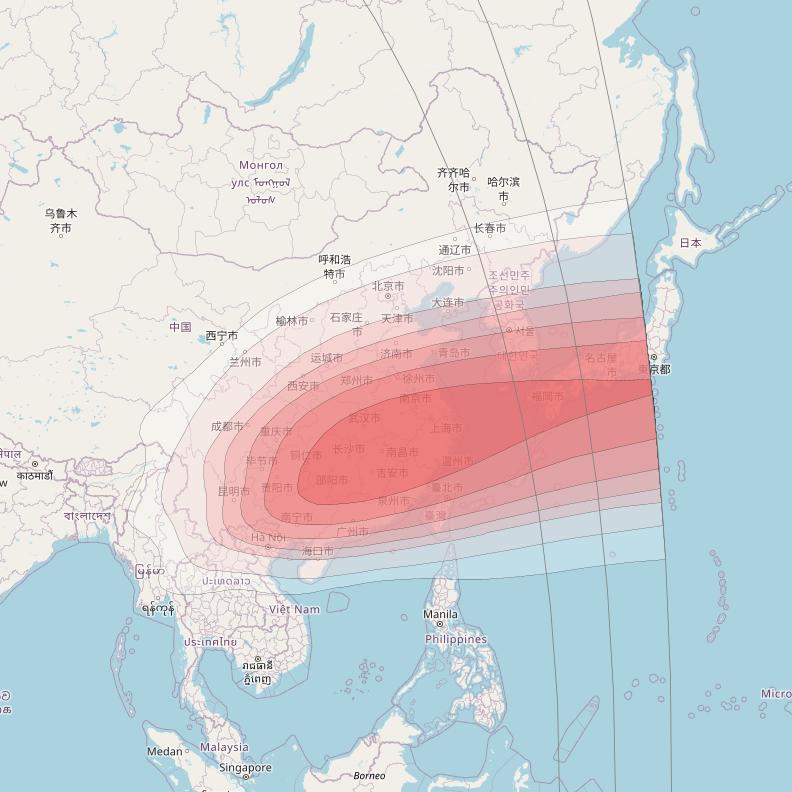 Intelsat 33e at 60° E downlink Ku-band U56 User Spot beam coverage map