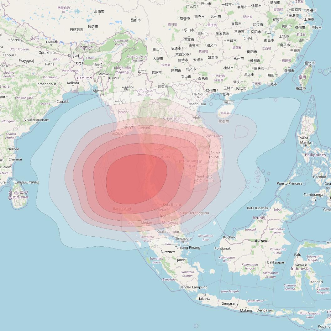 Intelsat 33e at 60° E downlink Ku-band U57 User Spot beam coverage map