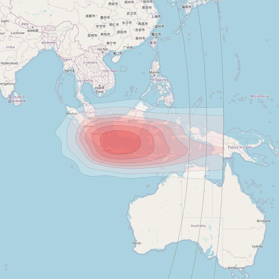 Intelsat 33e at 60° E downlink Ku-band U58 User Spot beam coverage map