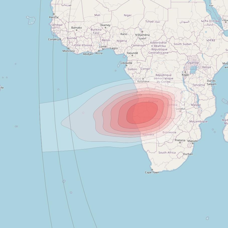 Intelsat 33e at 60° E downlink Ku-band U6 User Spot beam coverage map