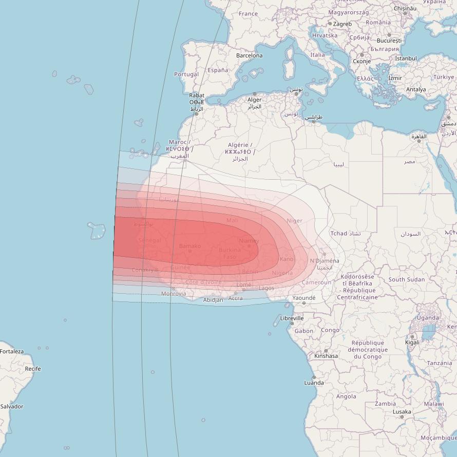 Intelsat 33e at 60° E downlink Ku-band U60 User Spot beam coverage map