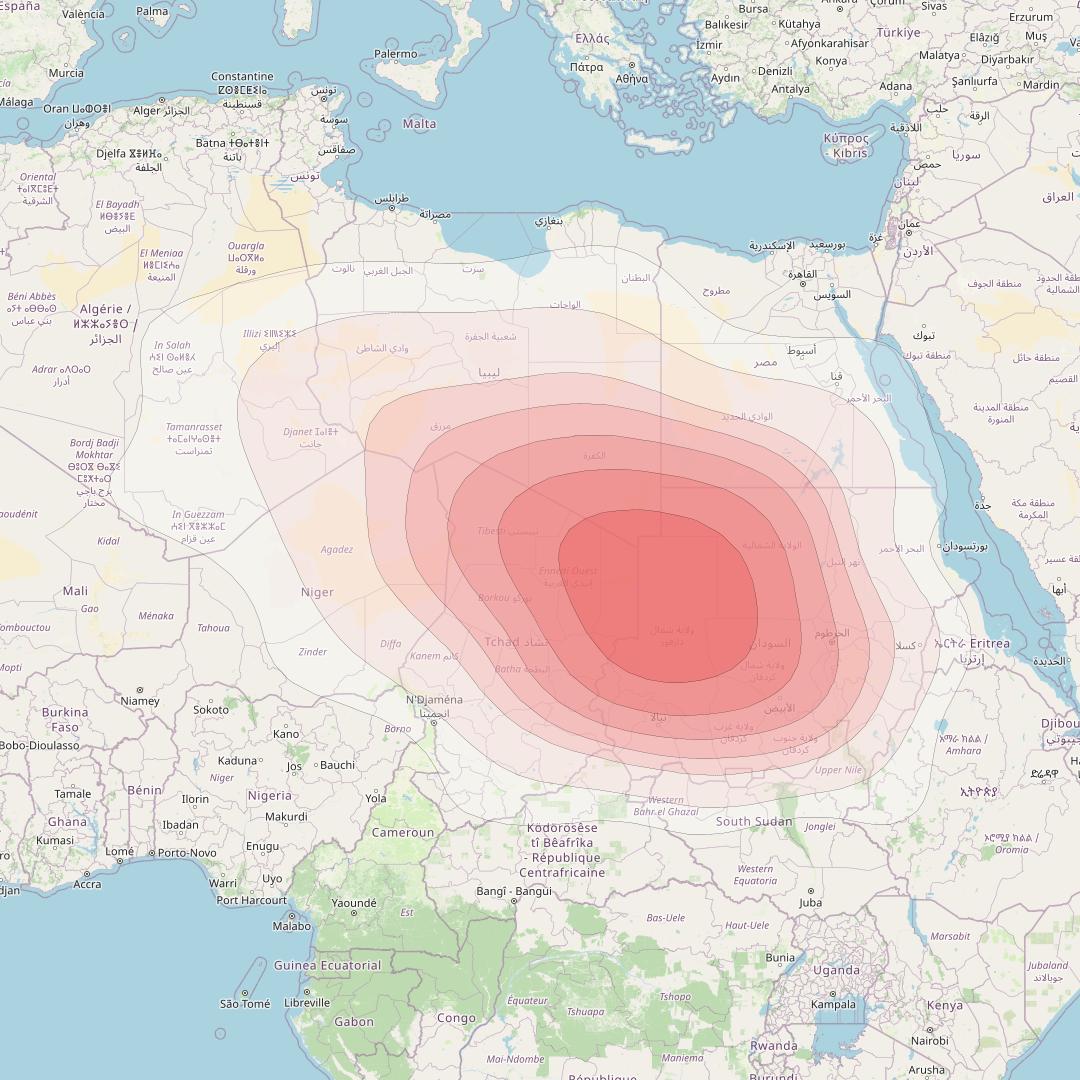 Intelsat 33e at 60° E downlink Ku-band U62 User Spot beam coverage map