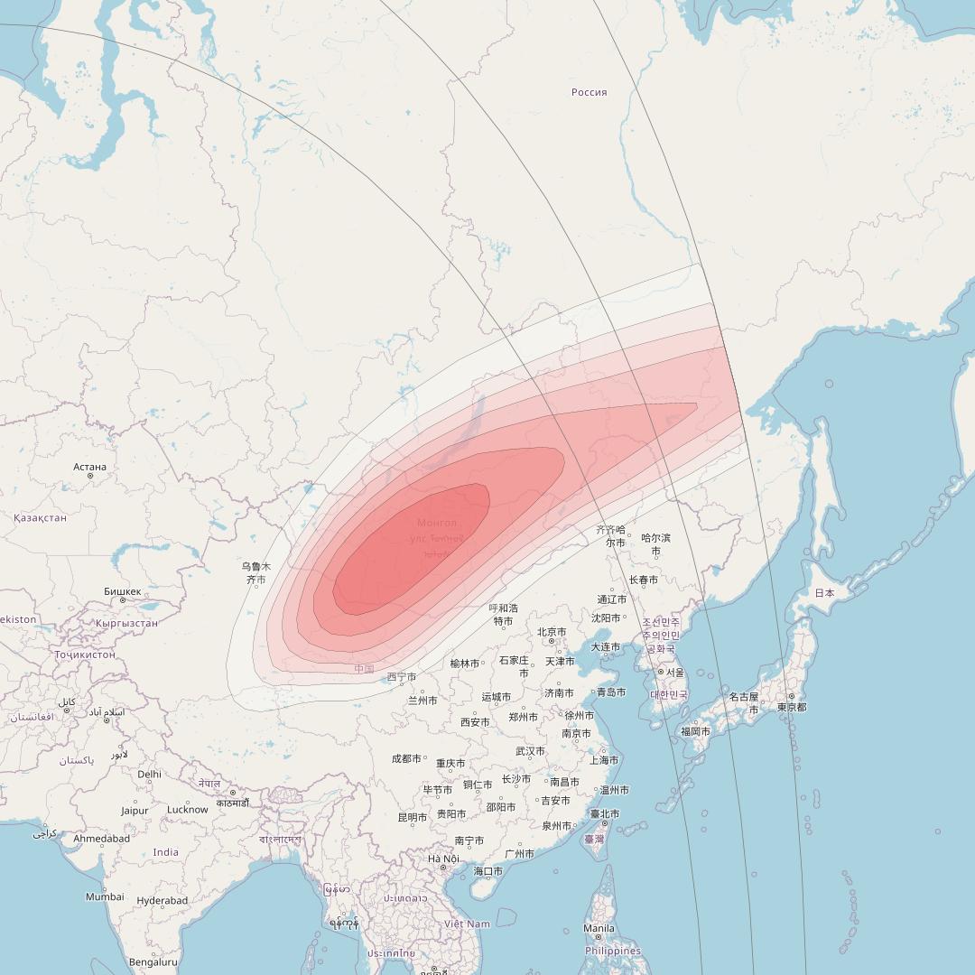 Intelsat 33e at 60° E downlink Ku-band U63 User Spot beam coverage map