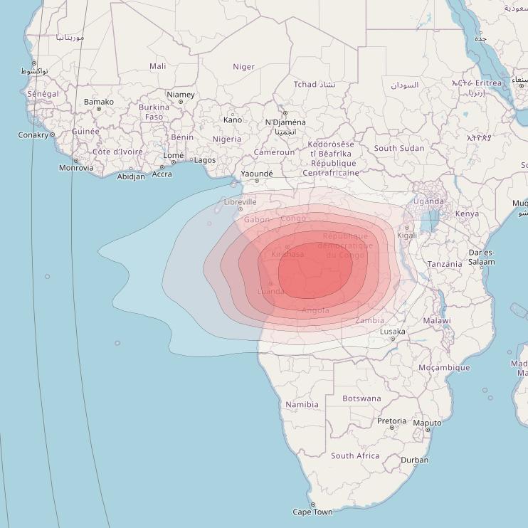 Intelsat 33e at 60° E downlink Ku-band U9 User Spot beam coverage map