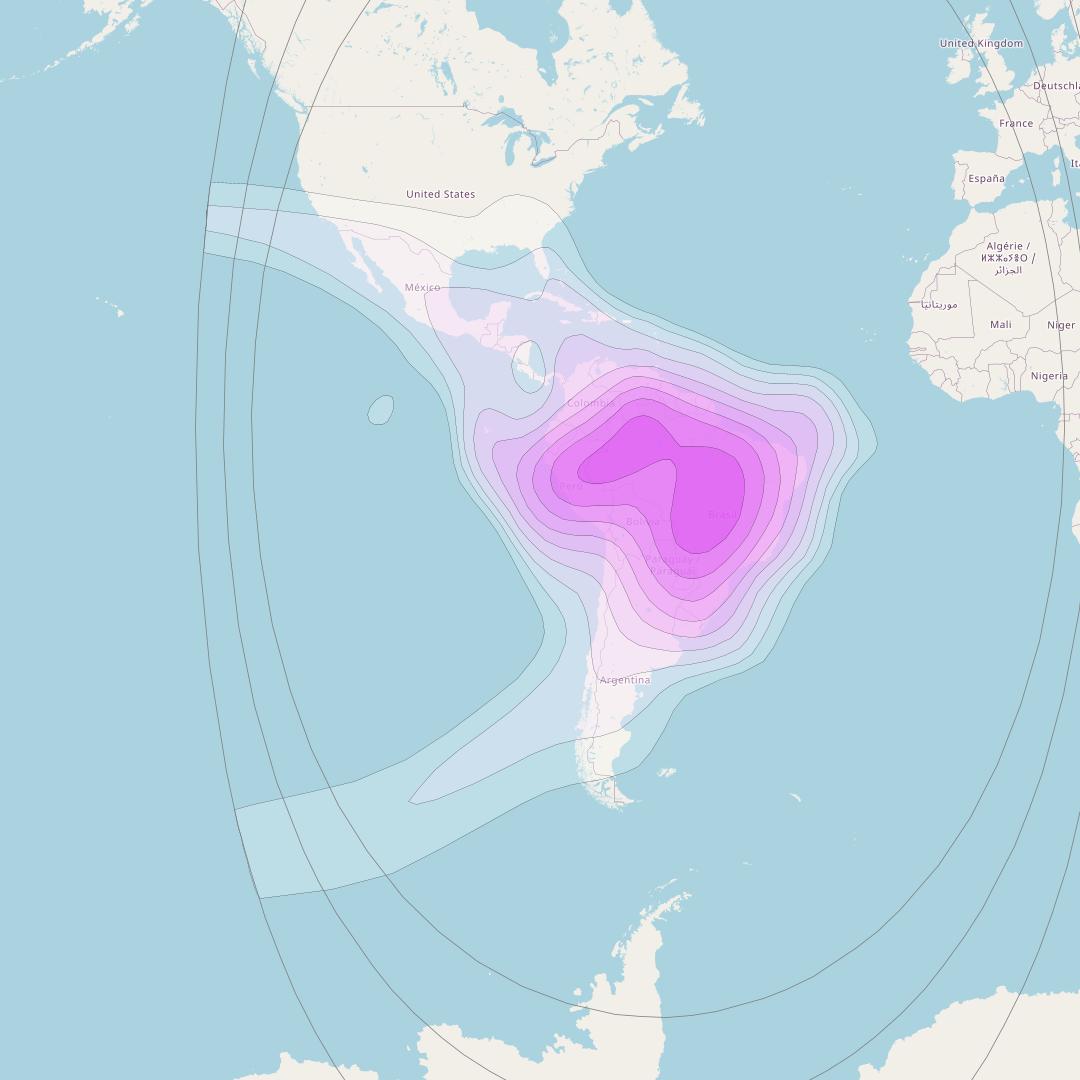 Amazonas 3 at 61° W downlink C-band Americas beam coverage map