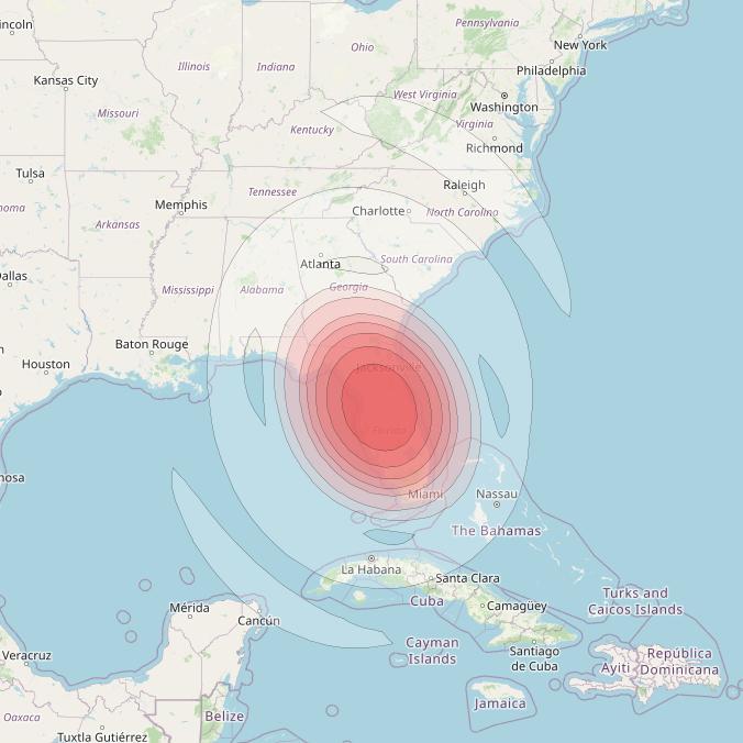 Echostar 16 at 61° W downlink Ku-band Spot SP11 beam coverage map