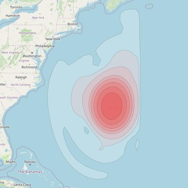 Echostar 16 at 61° W downlink Ku-band Spot SP20 beam coverage map